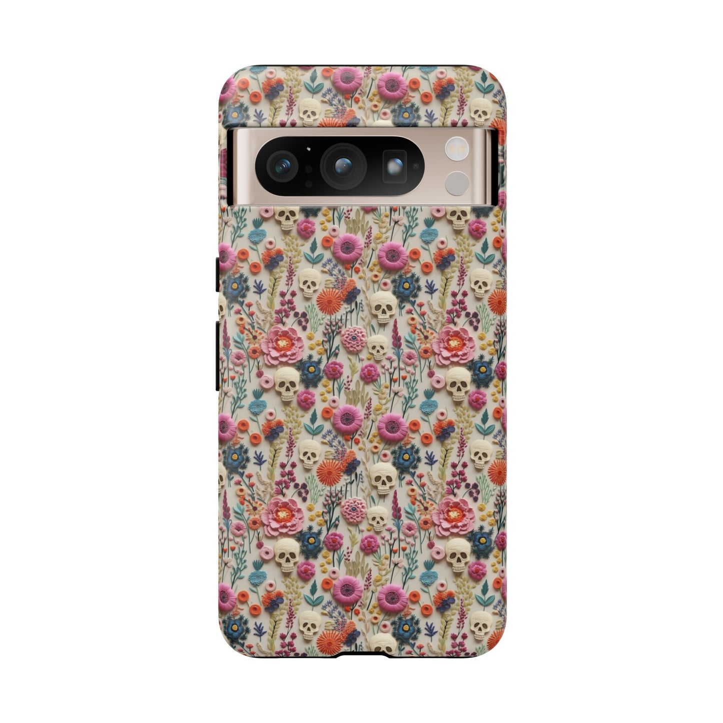 Skulls & Flowers | Embroidery Effect Case