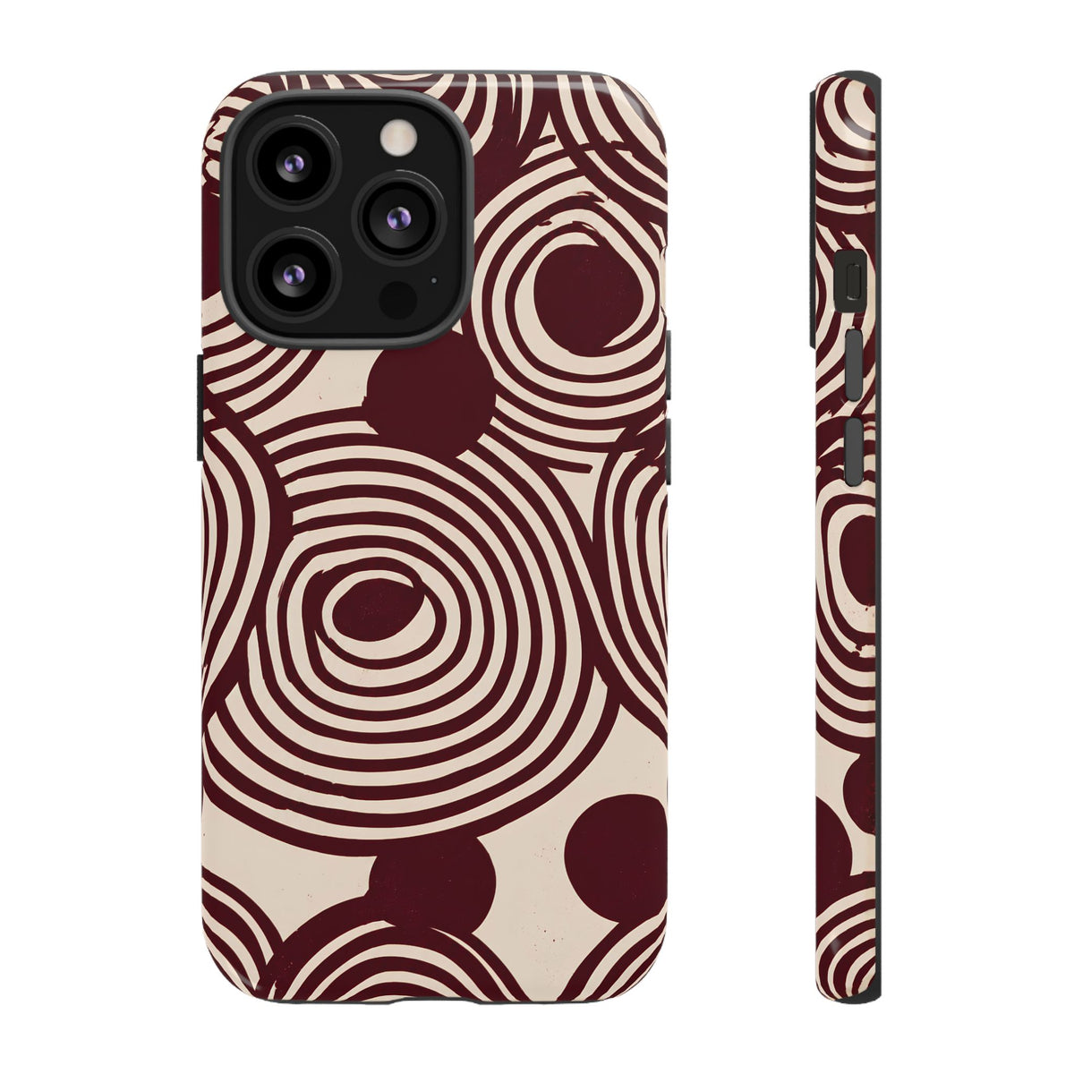 Retrograde | Burgundy Retro Abstract iPhone Case