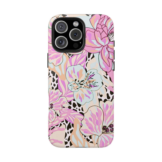 Coque iPhone à motif floral pastel | Lys léopard