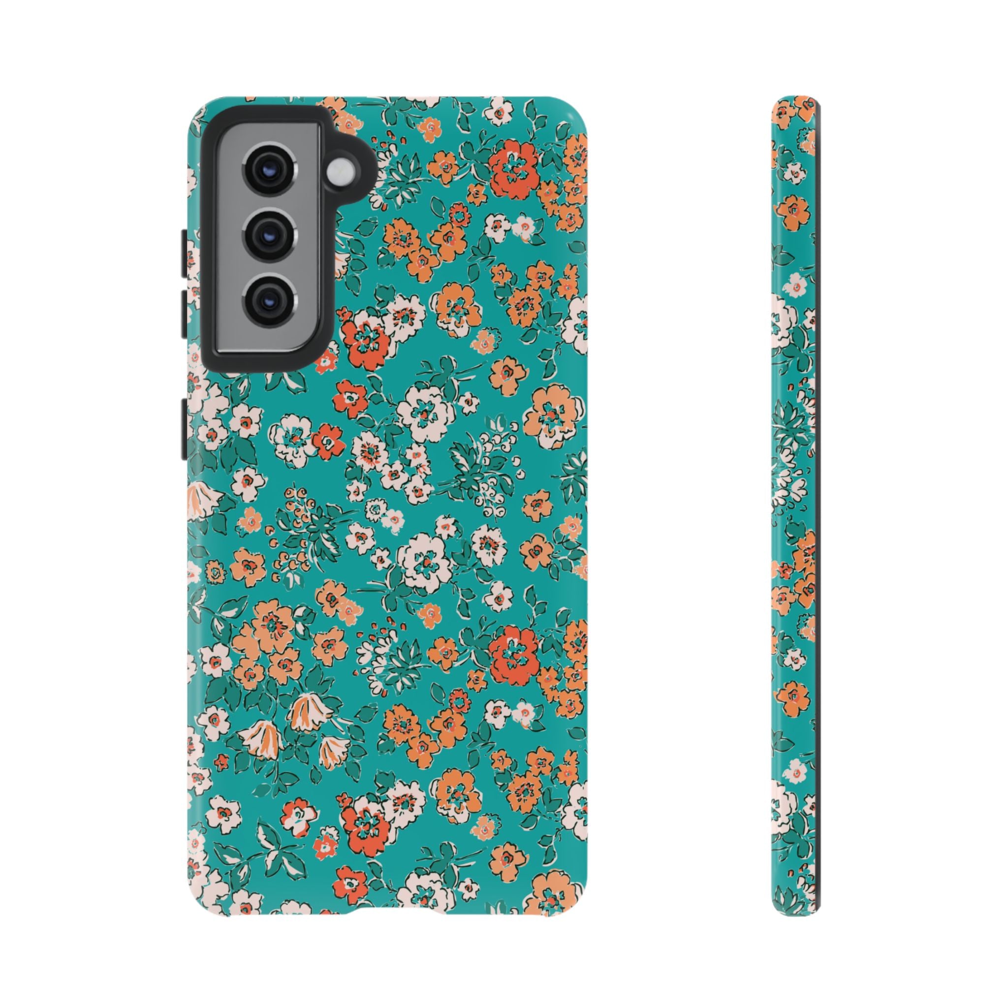 Teal Garden Floral Galaxy Case