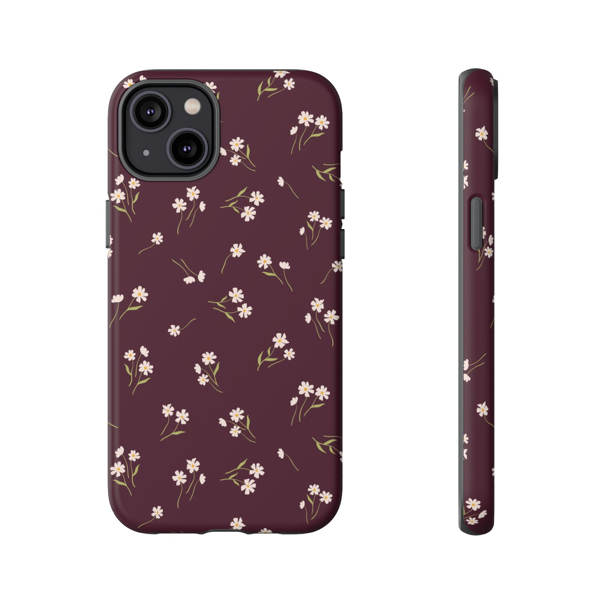 Dainty Daisy | Burgundy Floral iPhone Case