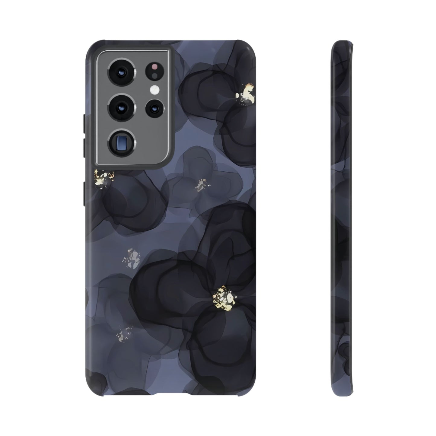 Double exposition | Coque Galaxy à fleurs bleues