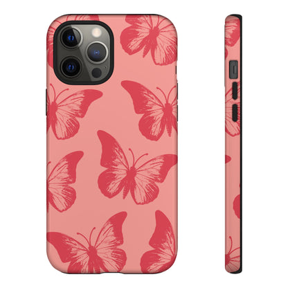 Funda para iPhone con diseño de mariposa social y mariposa color melocotón