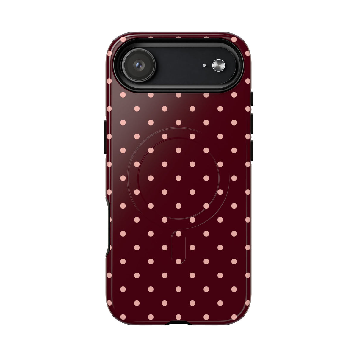 Pretty Please | Burgundy Polka Dot MagSafe Case