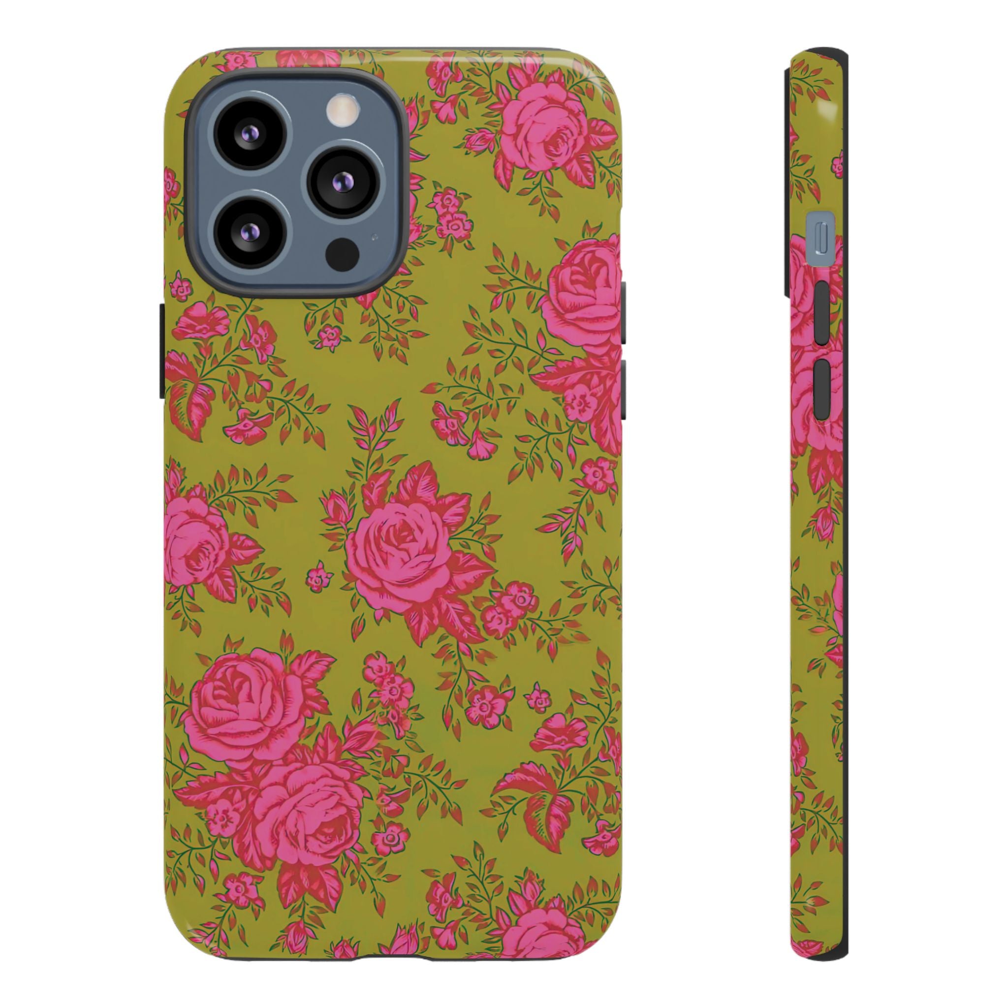 Coque iPhone à motif floral vert d'envie | Rose