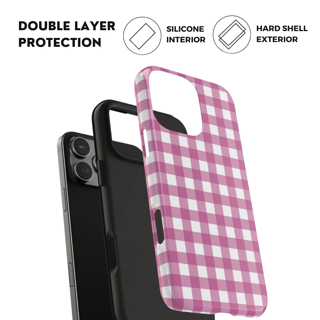 Pink Plaid Gingham Check iPhone Case