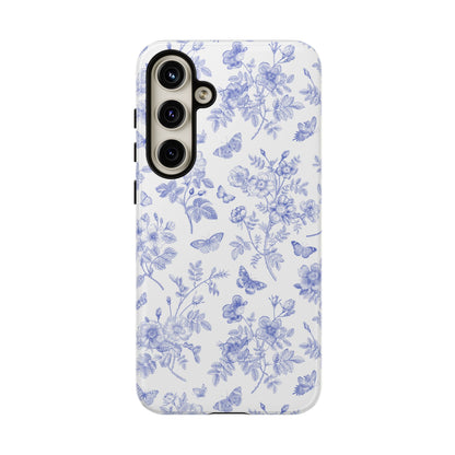 Wild Roses | Blue Floral Butterfly Toile Case