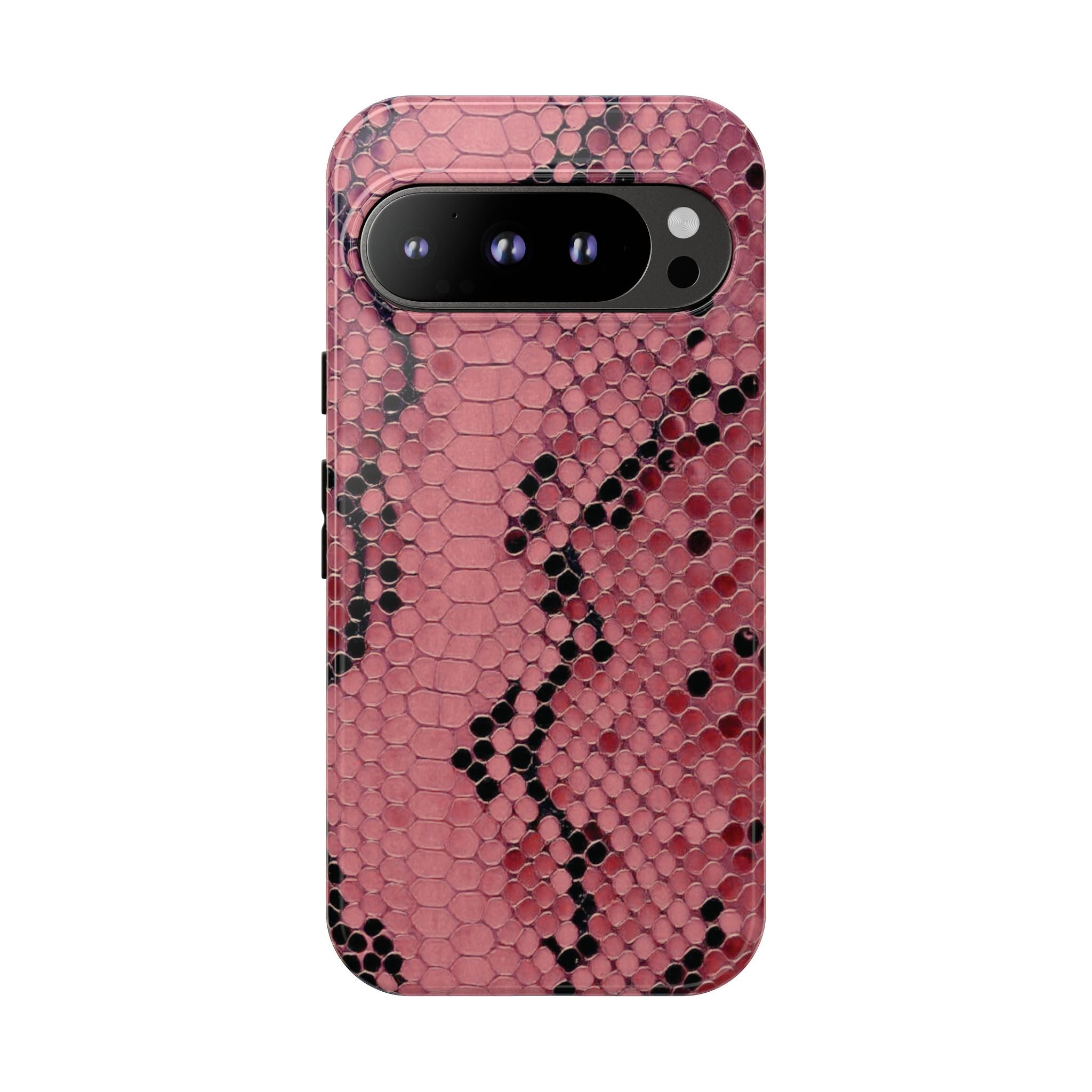 Estuche Pixel con estampado de serpiente y pitón rosa
