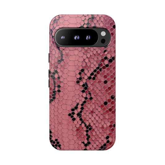 Estuche Pixel con estampado de serpiente y pitón rosa