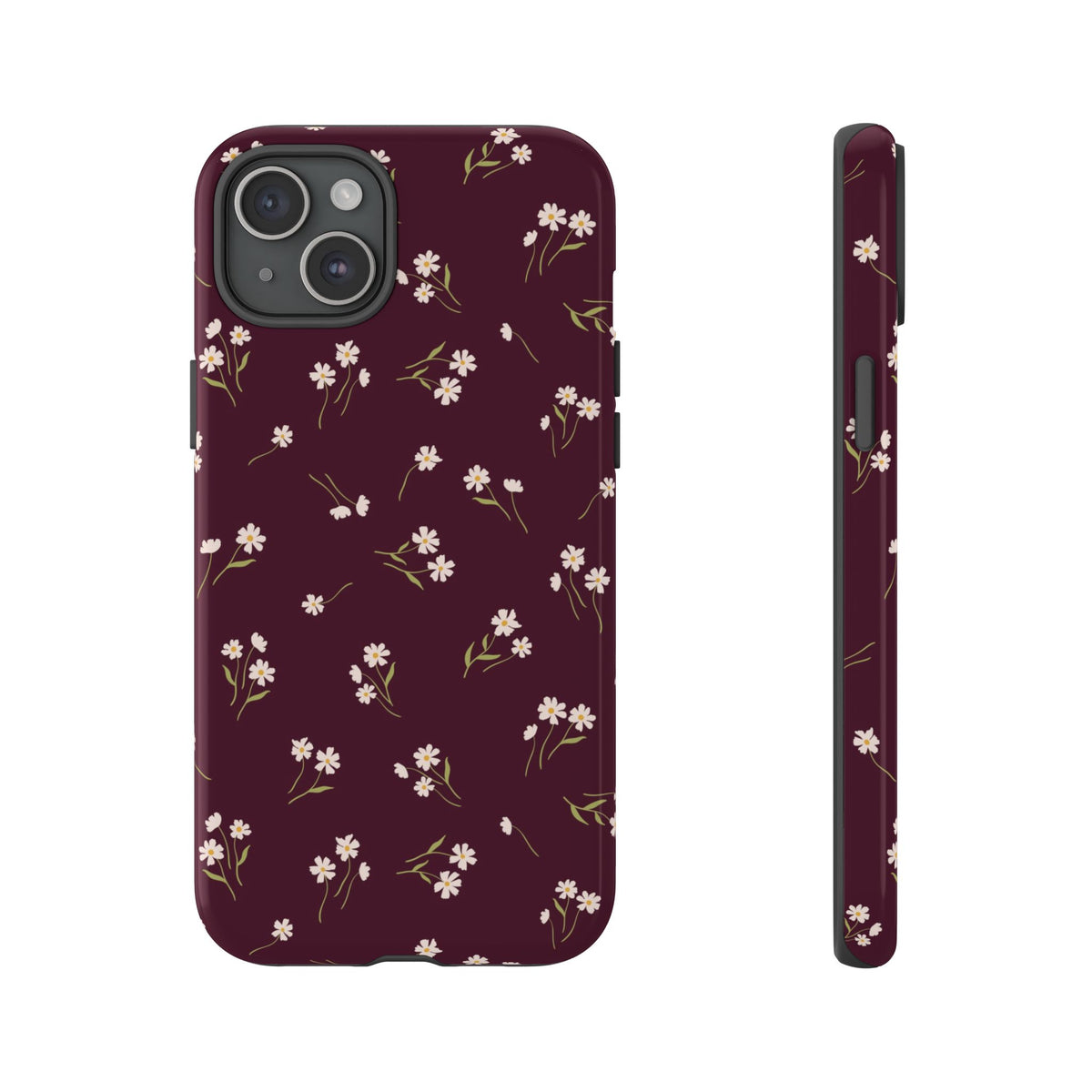 Dainty Daisy | Burgundy Floral iPhone Case