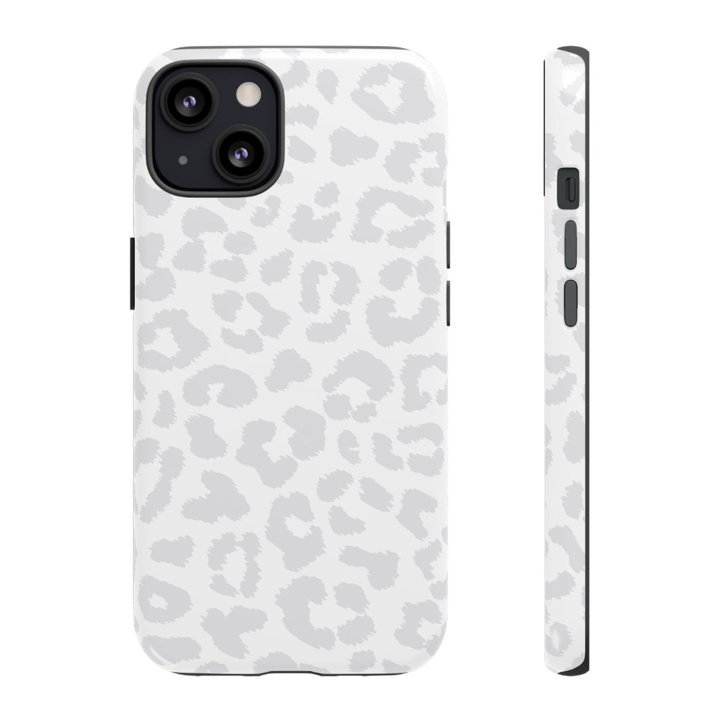 Snow Bunny | White & Gray Leopard Print Case