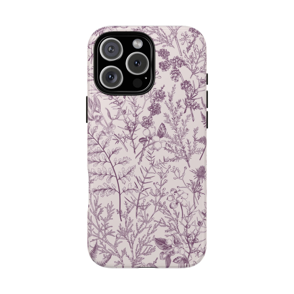 Plum Botanical Floral iPhone Case