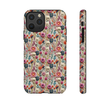 Skulls & Flowers | Embroidery Effect Case