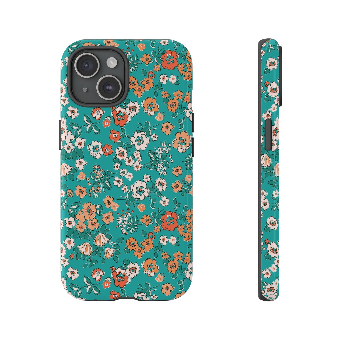 Funda para iPhone con diseño de jardín verde azulado y flores