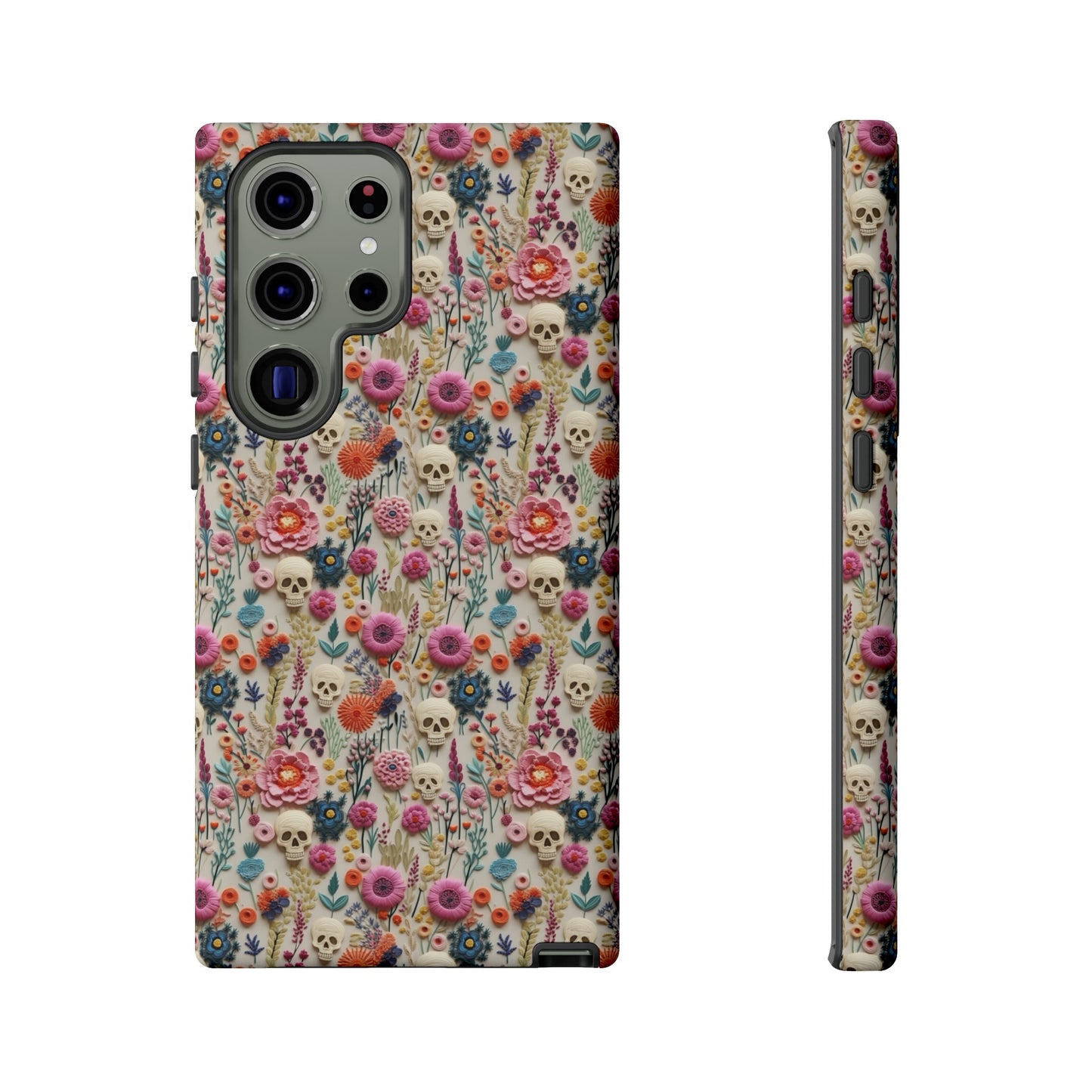 Skulls & Flowers | Embroidery Effect Case