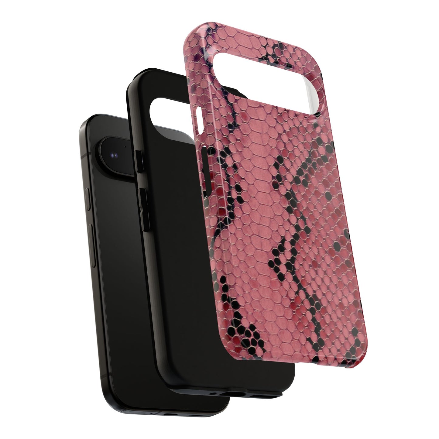 Estuche Pixel con estampado de serpiente y pitón rosa