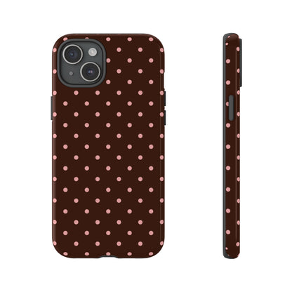 Bonita en rosa | Funda para iPhone con lunares marrones