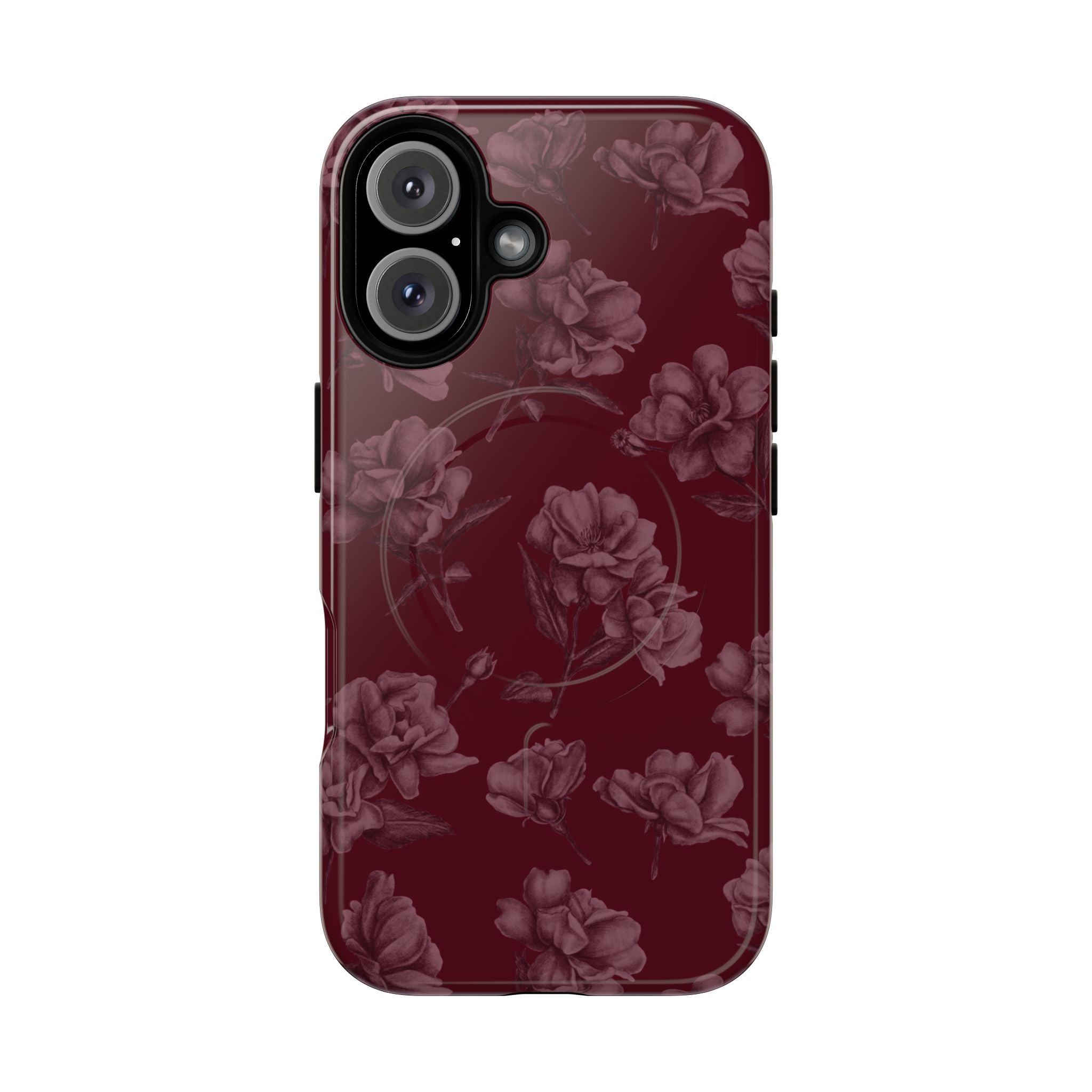 Funda MagSafe con estampado floral burdeos de Femme Fatale