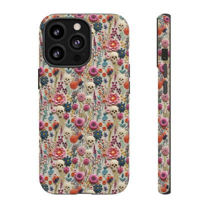 Skulls & Flowers | Embroidery Effect Case