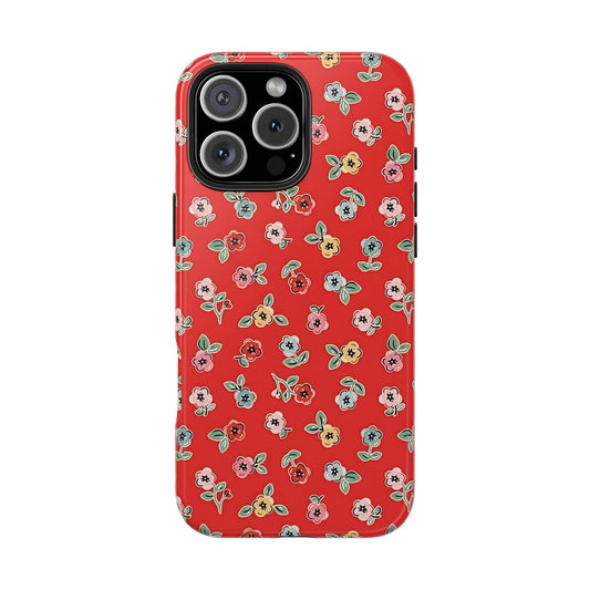 Funda para iPhone con diseño floral rojo Tiny Blooms