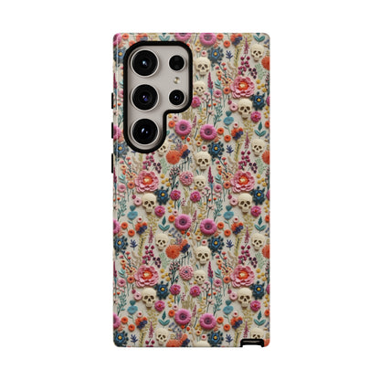 Skulls & Flowers | Embroidery Effect Case