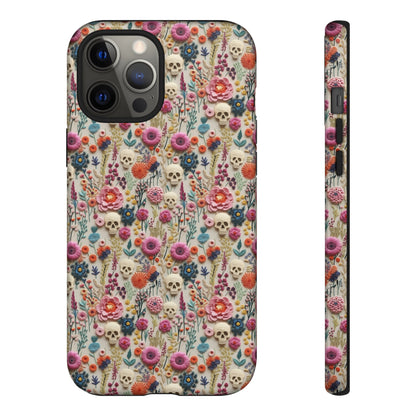 Skulls & Flowers | Embroidery Effect Case