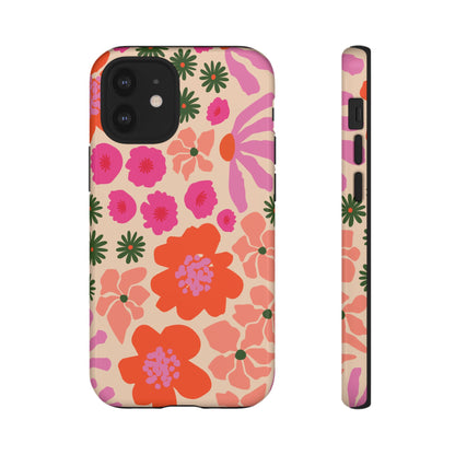 Funda para iPhone con diseño floral y flores en plena floración