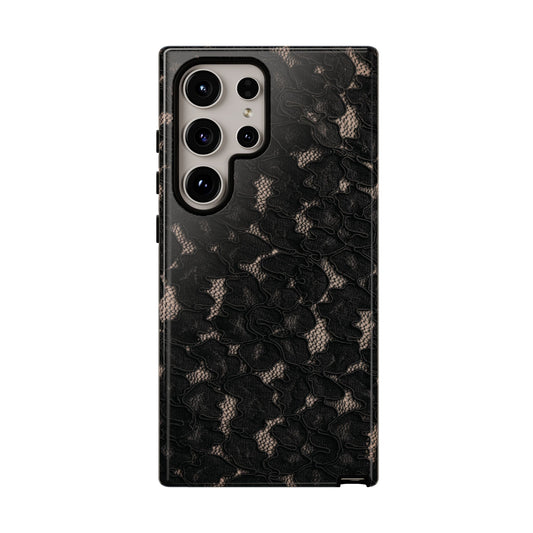 Funda de Samsung con encaje negro y diseño de medianoche