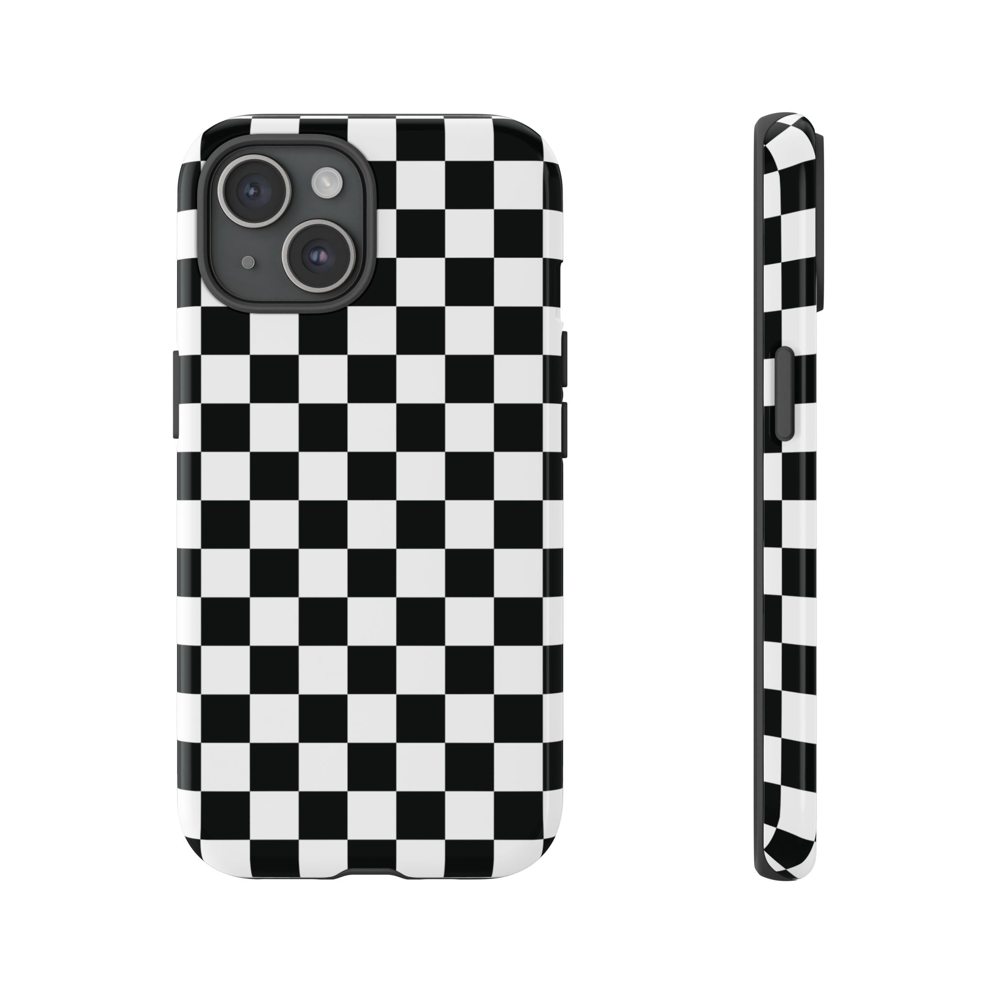 Coque iPhone à damier noir et blanc Skater Girl |