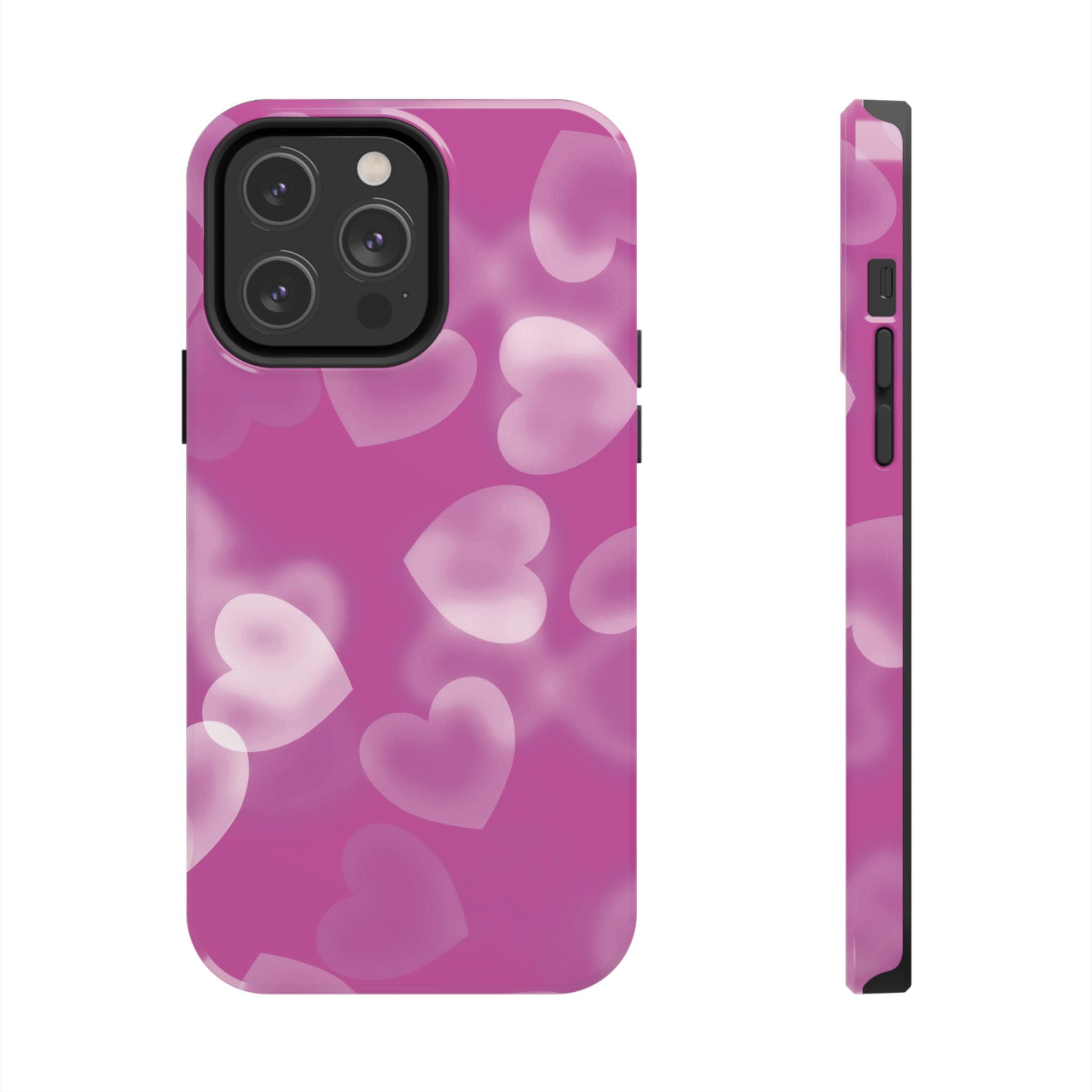 Coque iPhone rose avec coeurs en aérographe