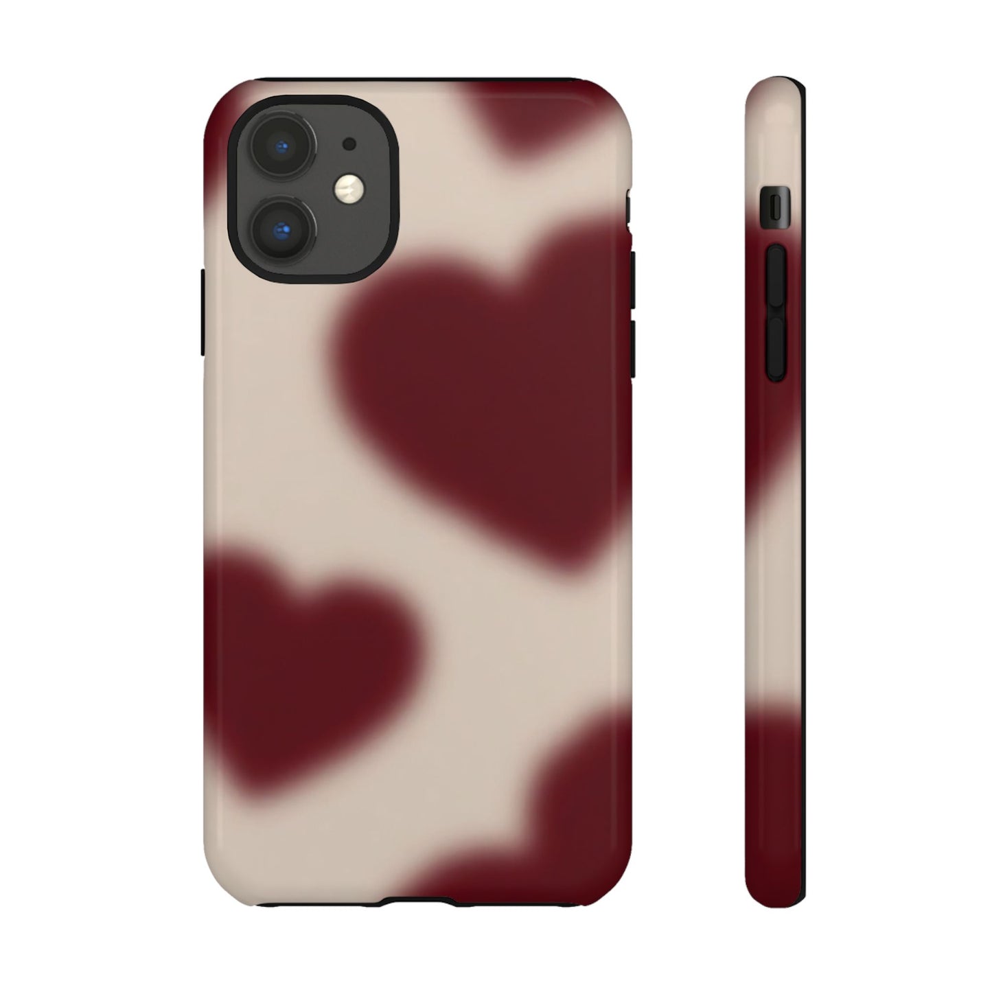 Funda para iPhone con corazones con enfoque suave y deseos del corazón