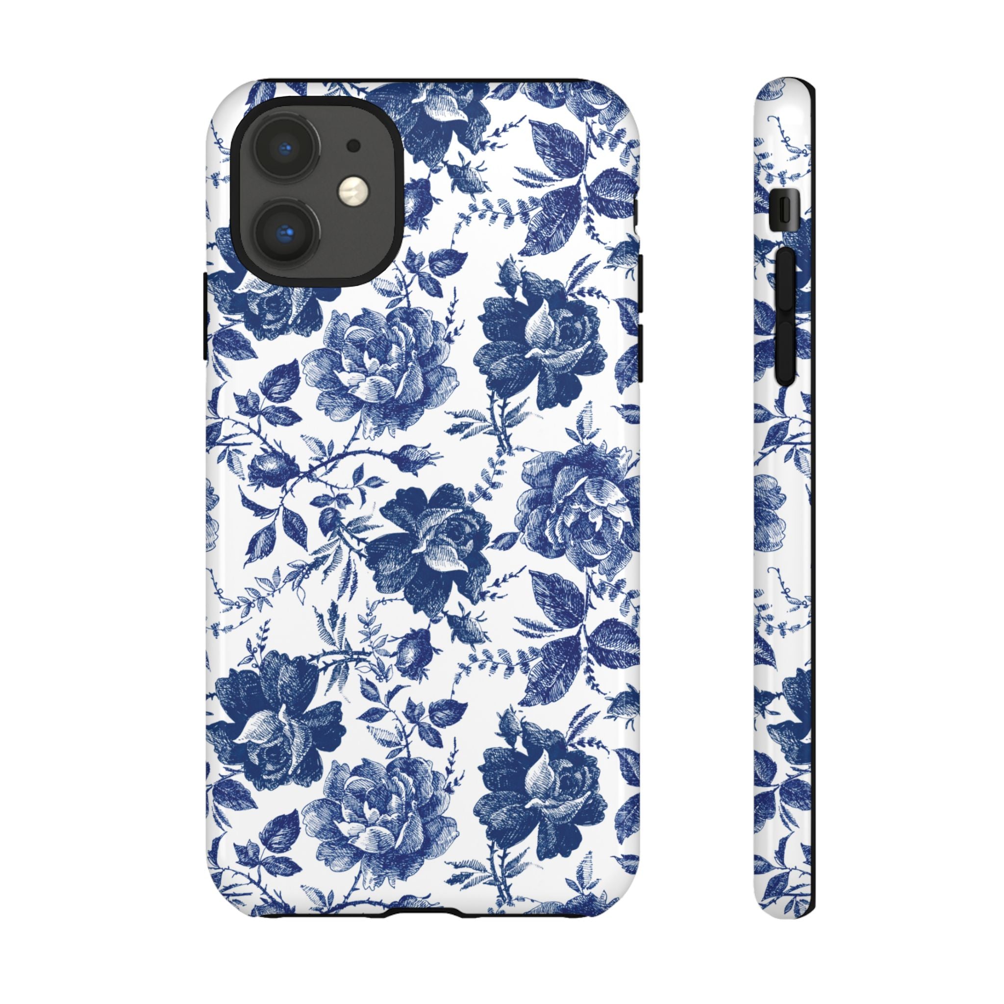 Coque iPhone Indigo Rose | Motif floral rétro