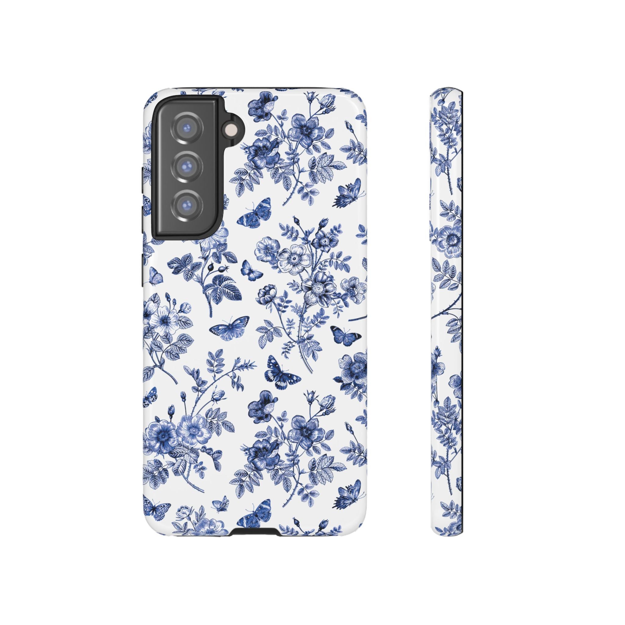 Butterfly Garden Blue Floral Galaxy Case