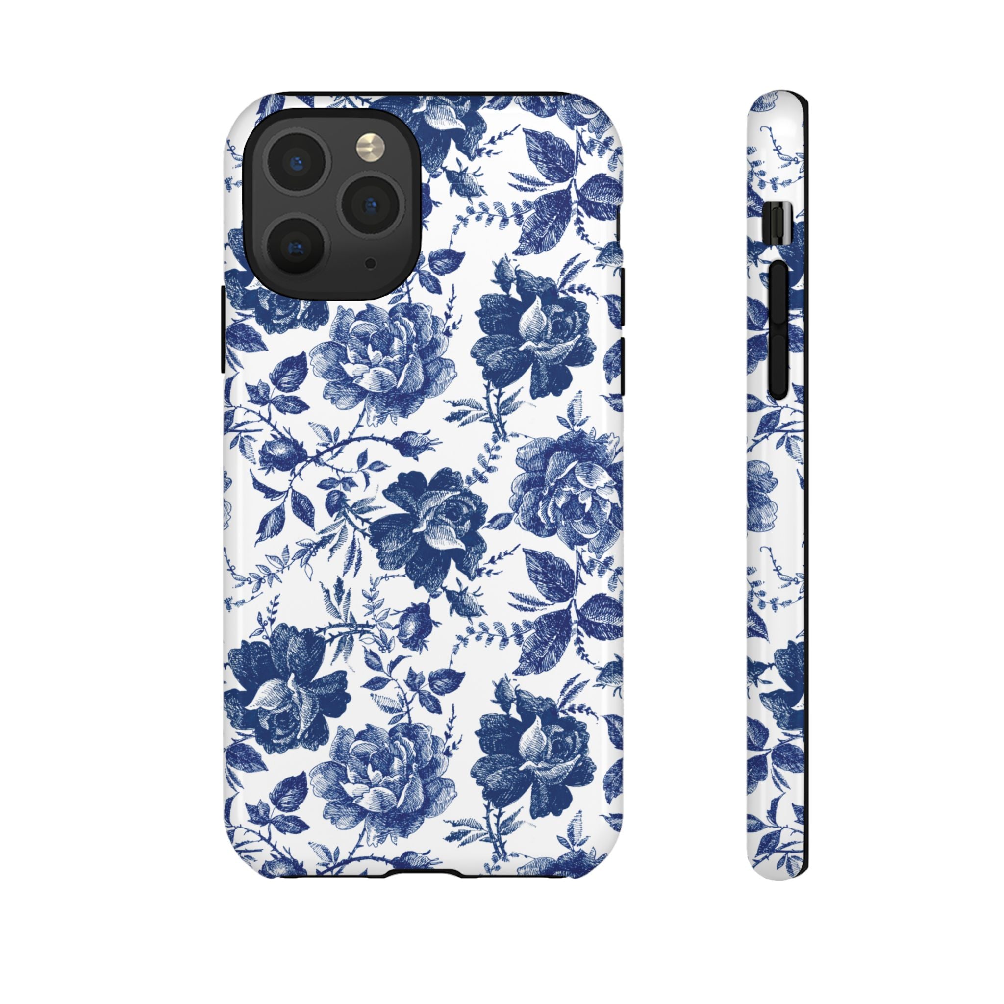 Coque iPhone Indigo Rose | Motif floral rétro