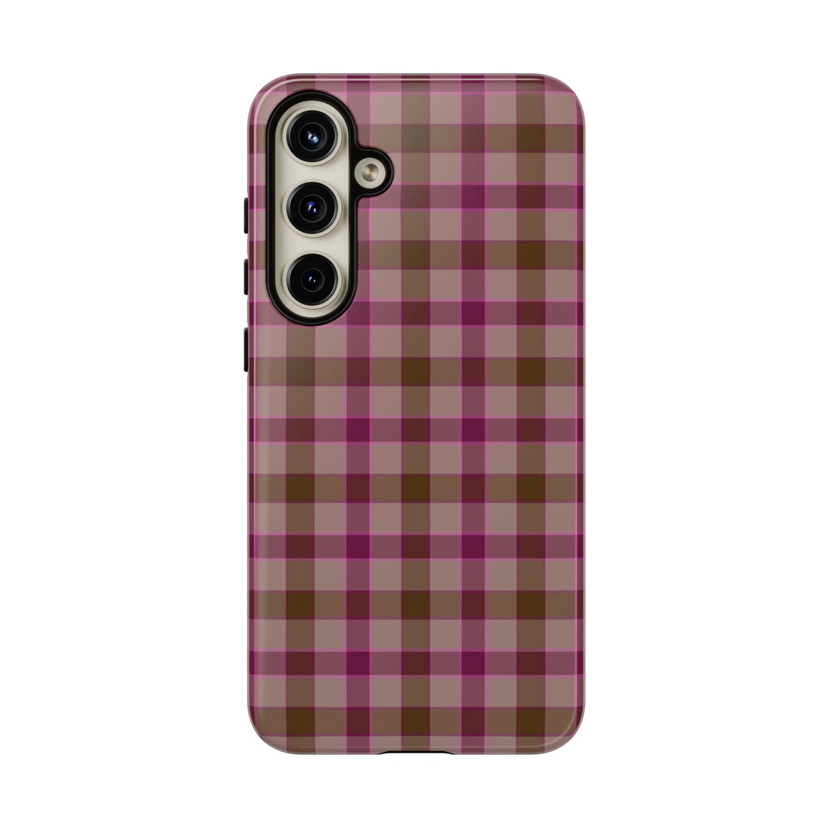 Mulberry Spice | Pink & Burgundy Plaid Galaxy Case