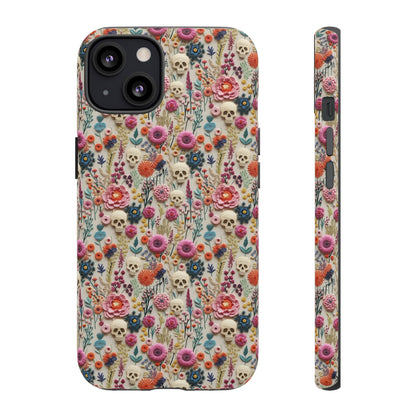 Skulls & Flowers | Embroidery Effect Case