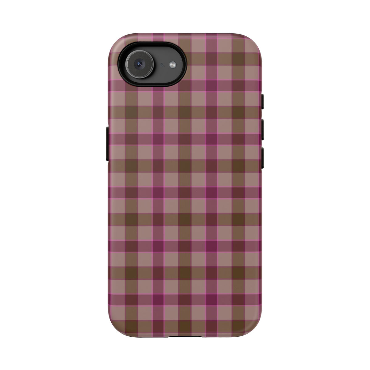 Mulberry Plaid | Pink & Brown Plaid iPhone Case