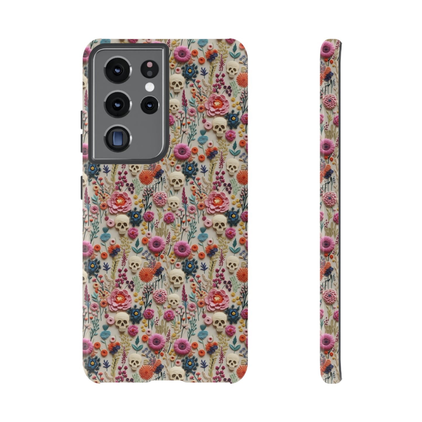 Skulls & Flowers | Embroidery Effect Case