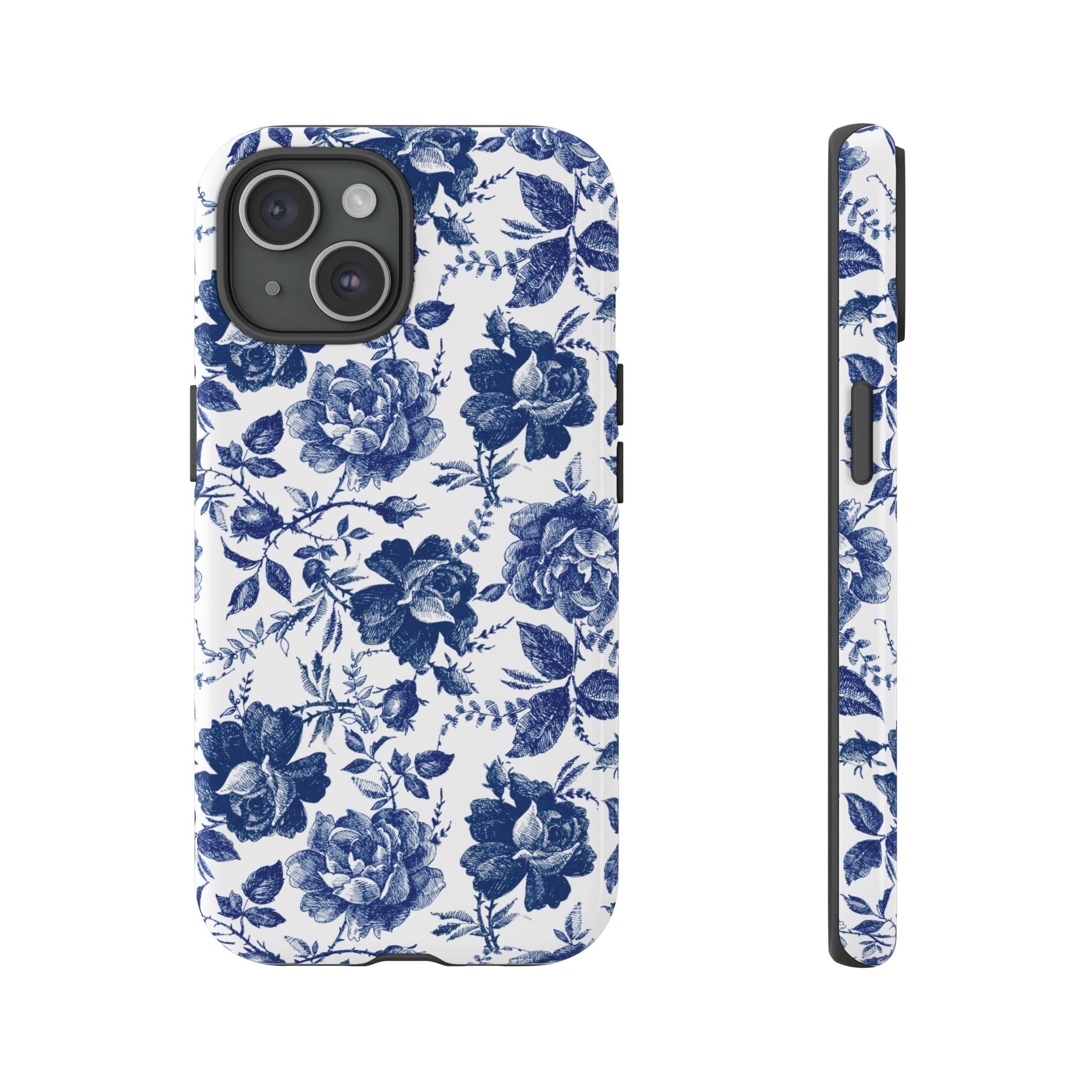 Coque iPhone Indigo Rose | Motif floral rétro