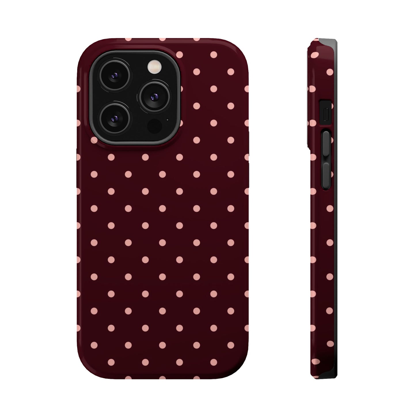 Pretty Please | Burgundy Polka Dot iPhone Case