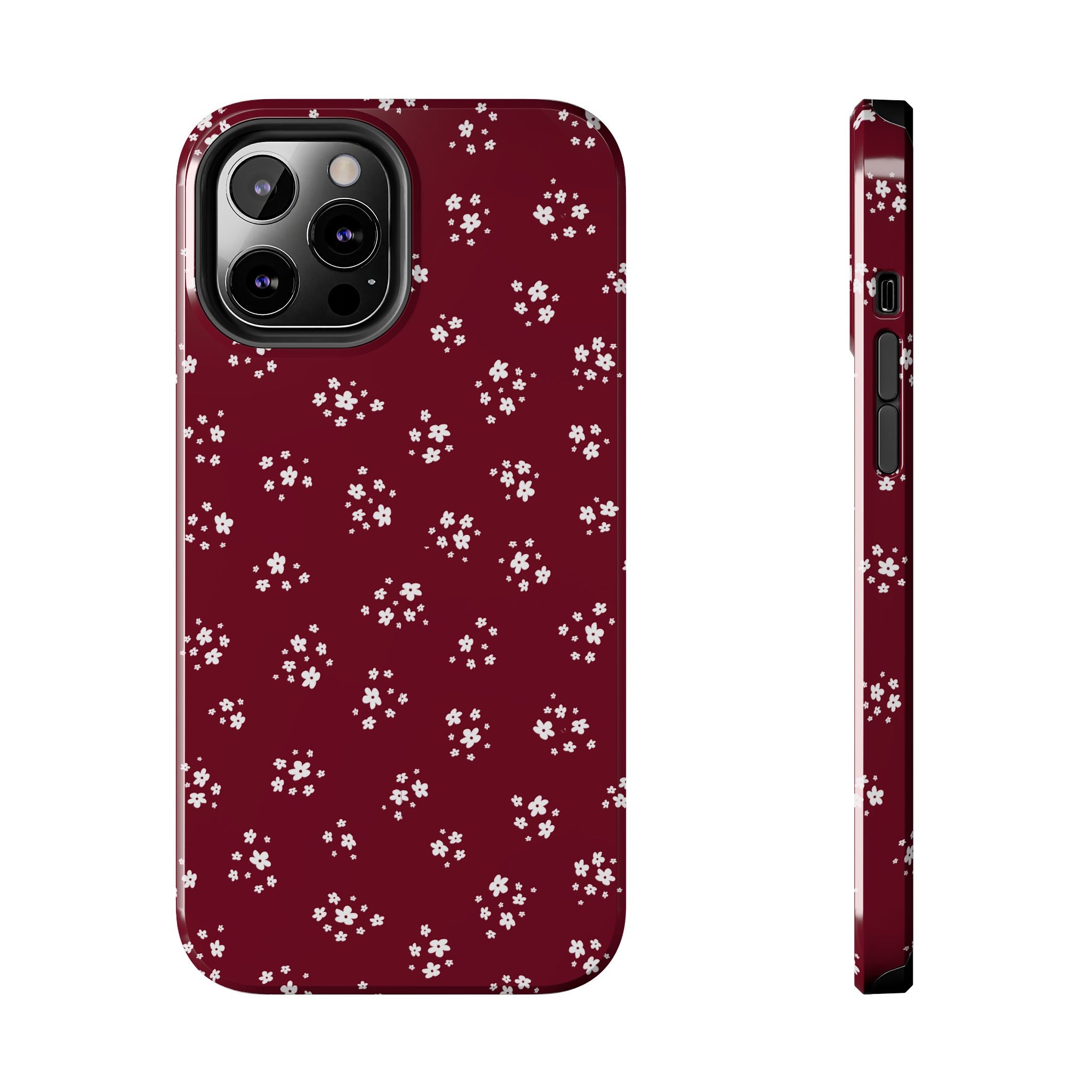 Maroon Blooms Floral iPhone Case