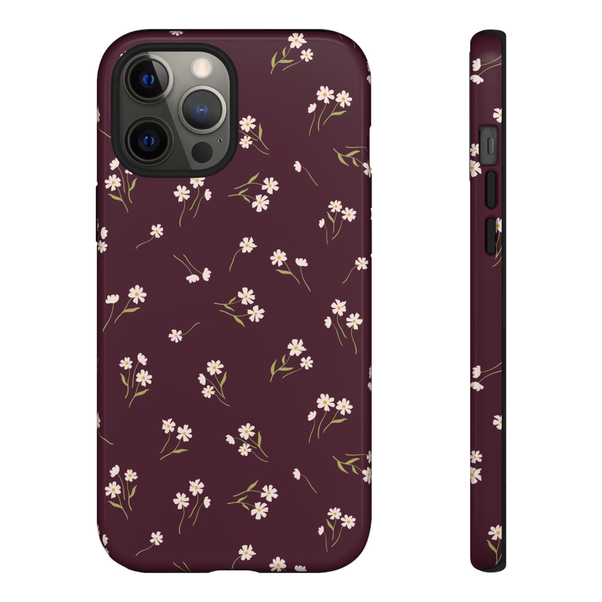 Dainty Daisy | Burgundy Floral iPhone Case
