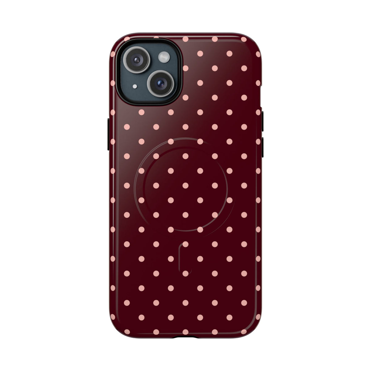 Pretty Please | Burgundy Polka Dot MagSafe Case