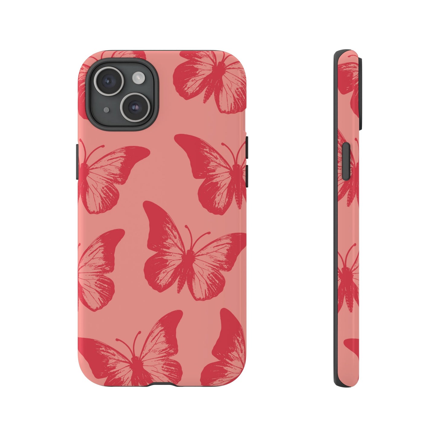 Funda para iPhone con diseño de mariposa social y mariposa color melocotón