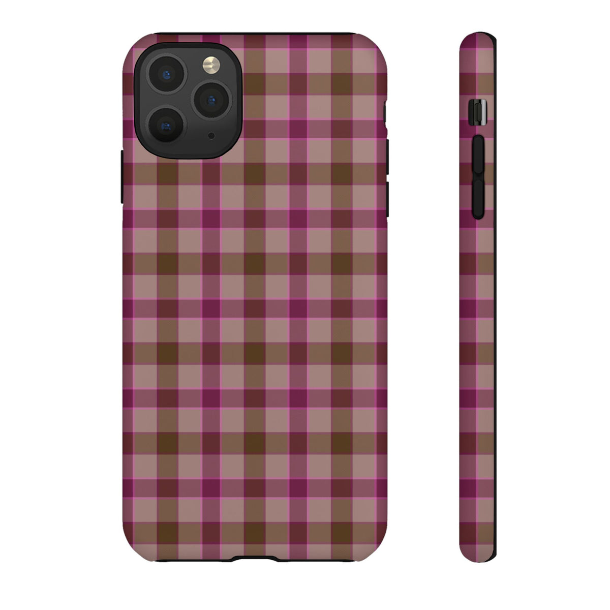 Mulberry Plaid | Pink & Brown Plaid iPhone Case