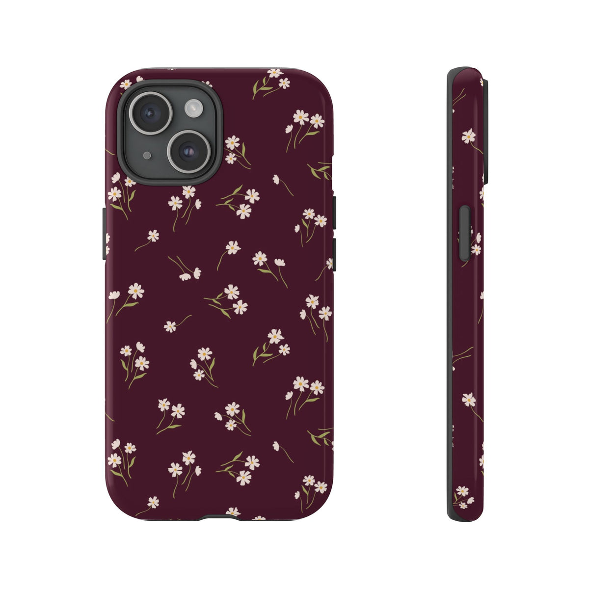 Dainty Daisy | Burgundy Floral iPhone Case