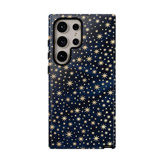 Estuche Galaxy con estrellas azules y cielo nocturno