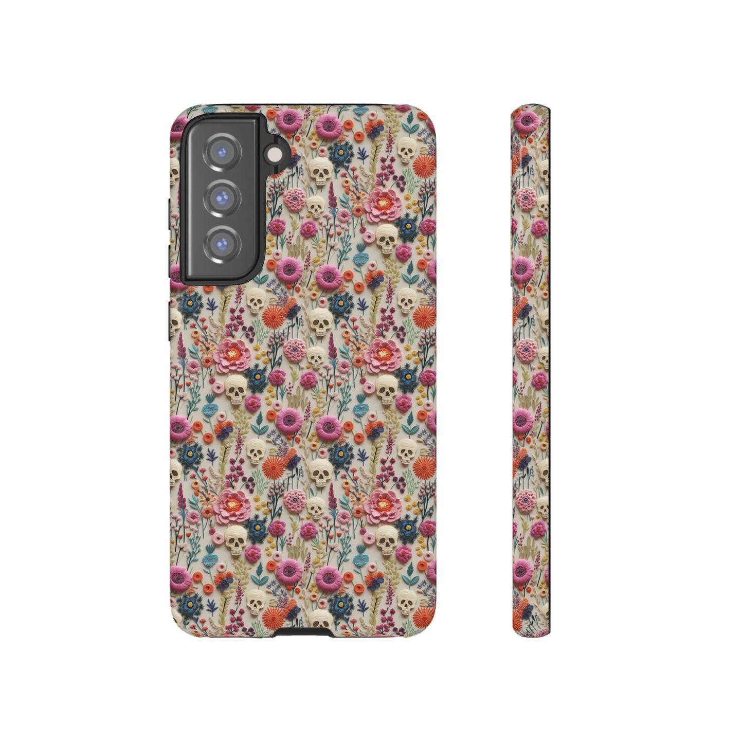 Skulls & Flowers | Embroidery Effect Case