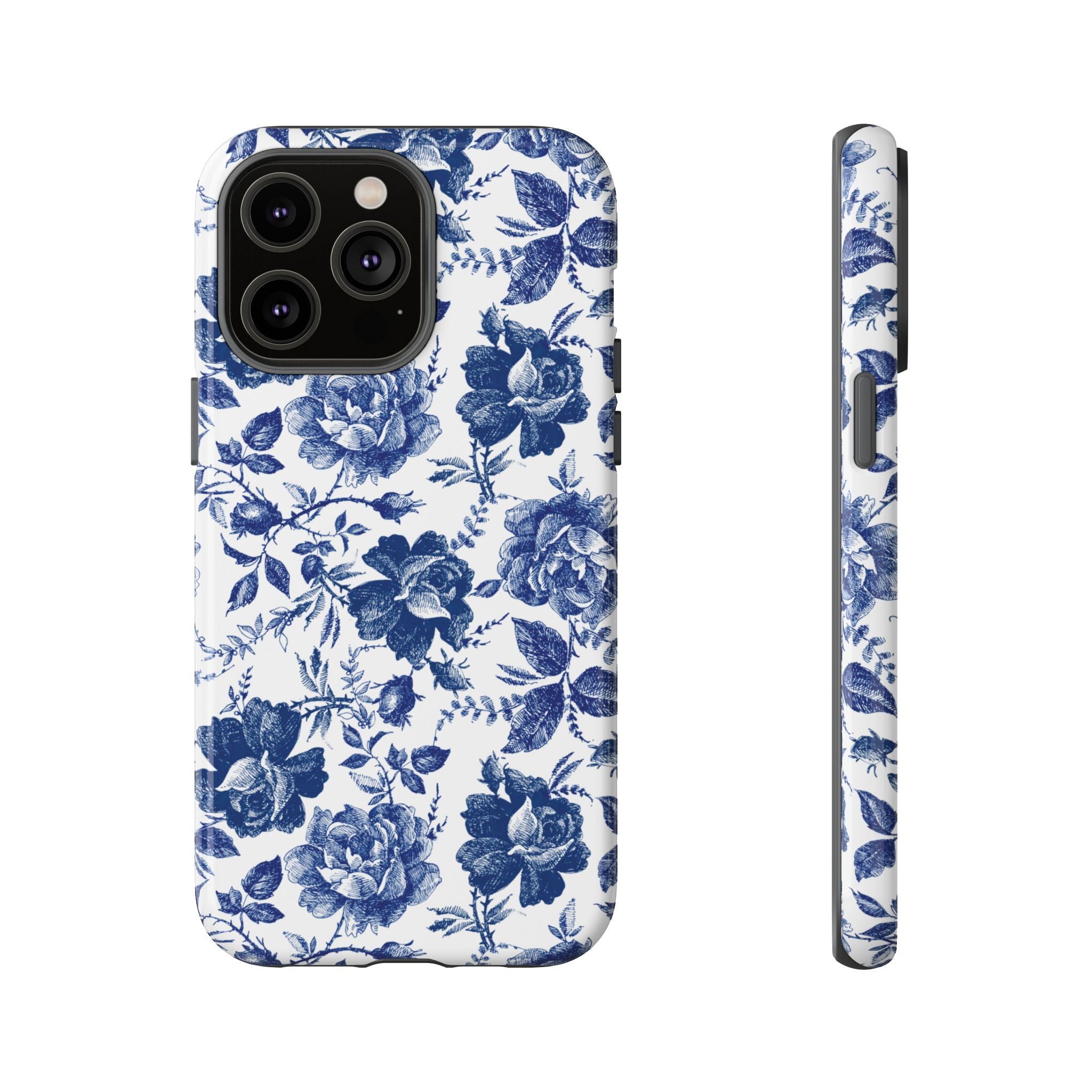 Coque iPhone Indigo Rose | Motif floral rétro