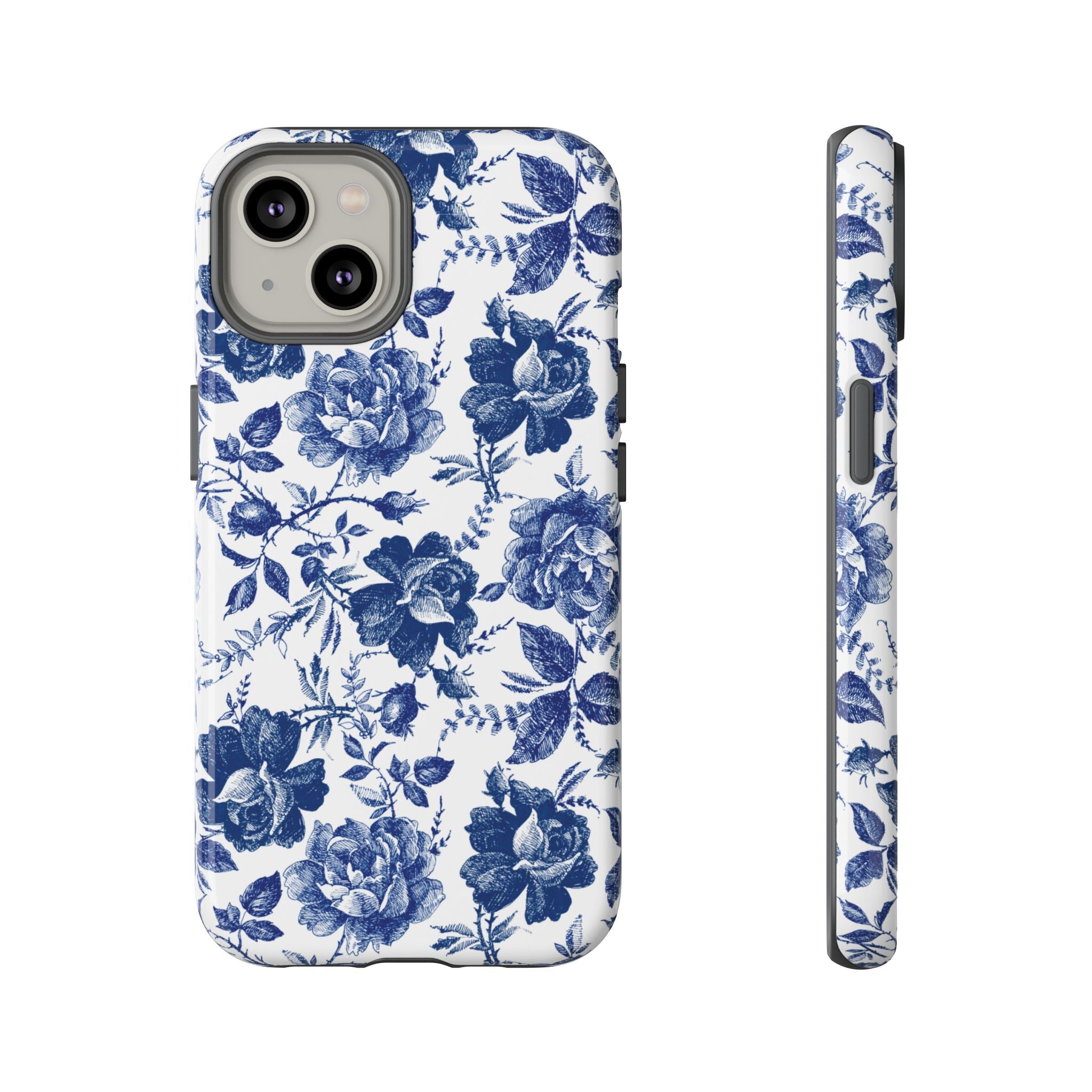 Coque iPhone Indigo Rose | Motif floral rétro